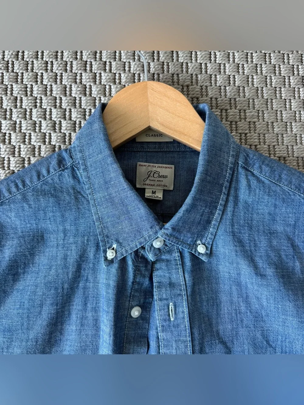 J.Crew Classic Blue Button-Down Chambray Shirt - Medium